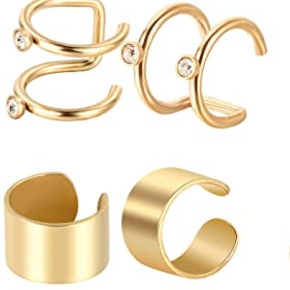 8 pairs of stainless steel earrings/cuffs in gold - Picture 3 of 5